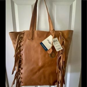 Lucky Brand Leather Fringe Tote Bag